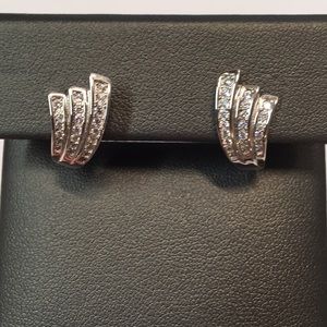 NEW Diamond Sterling Silver Earrings